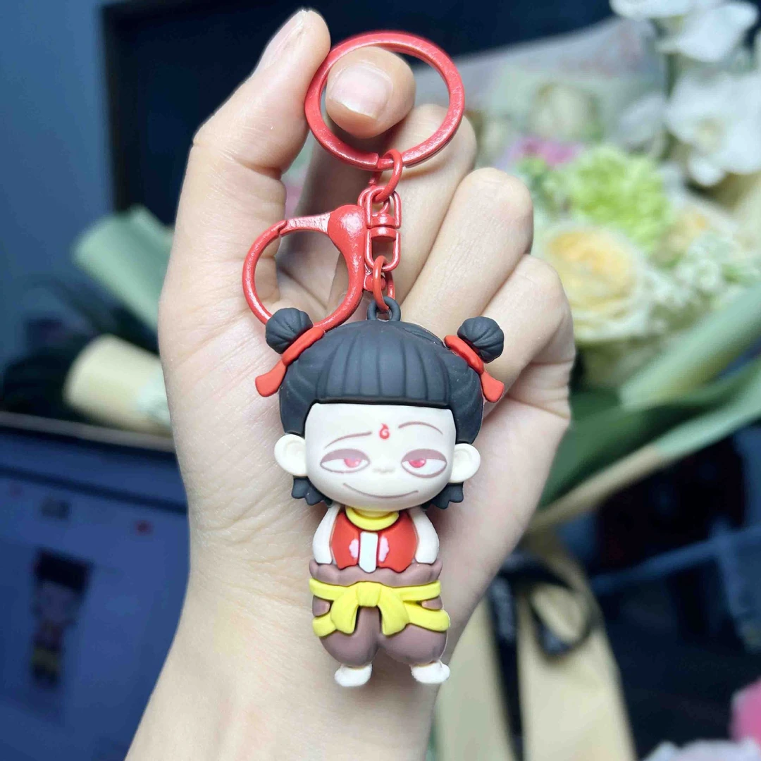 网红爆款哪吒2魔童闹海同款公仔钥匙扣挂件潮玩盲盒可爱书包小挂