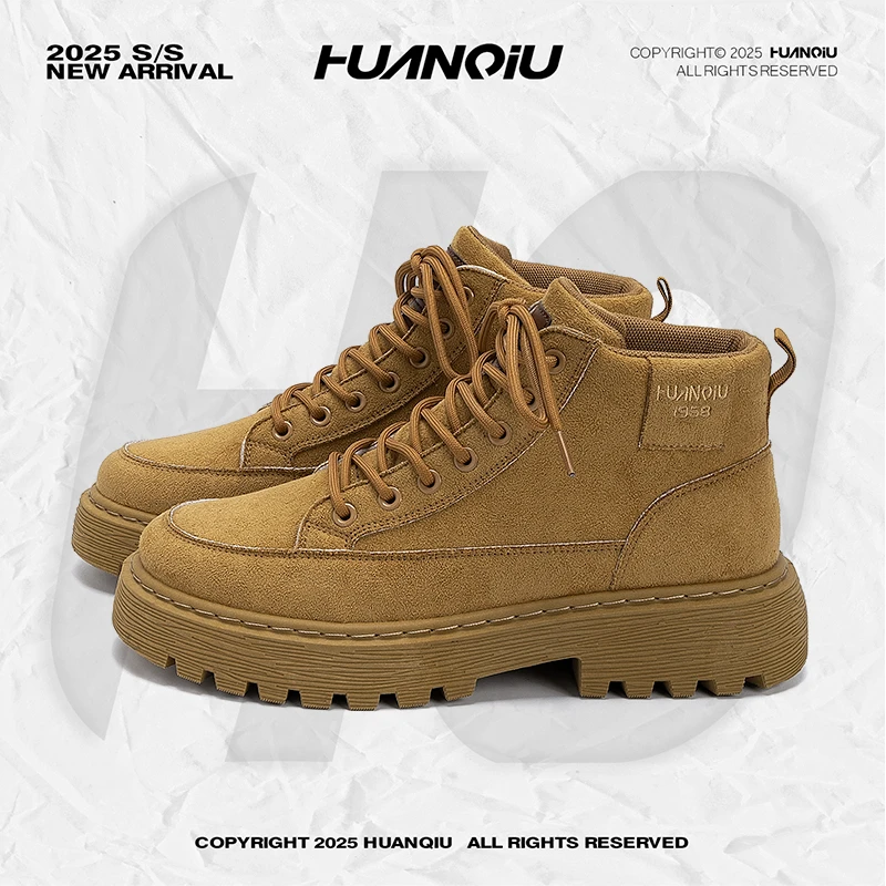 环球厚底马丁靴男款2025秋季新款男鞋子潮流百搭休闲英伦风大黄靴