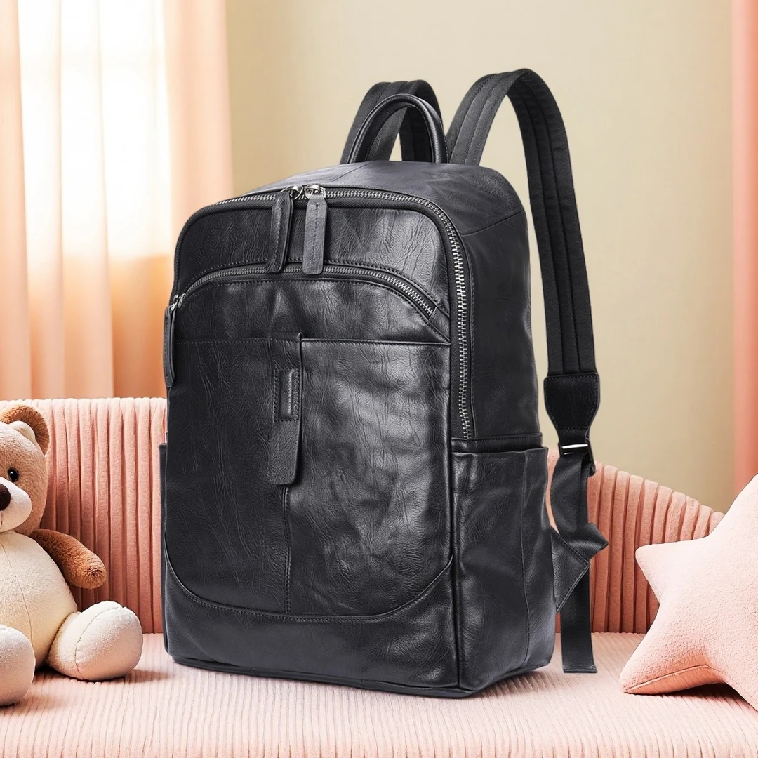 双肩包男真皮大容量背包男旅行包出差休闲头层牛皮男士电脑包14寸