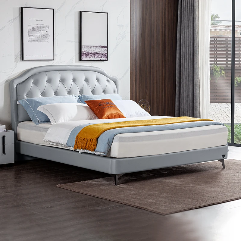 ASNUG/爱舒小户型INS主卧极简超薄床头真皮床颜色尺寸可定制W6115