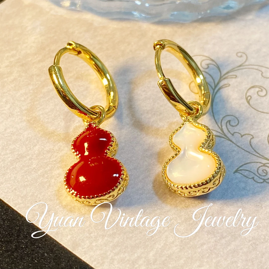 渡K金 135F26-91法★【双面福禄】秋冬YRoNar欧斯伽斯 耳环