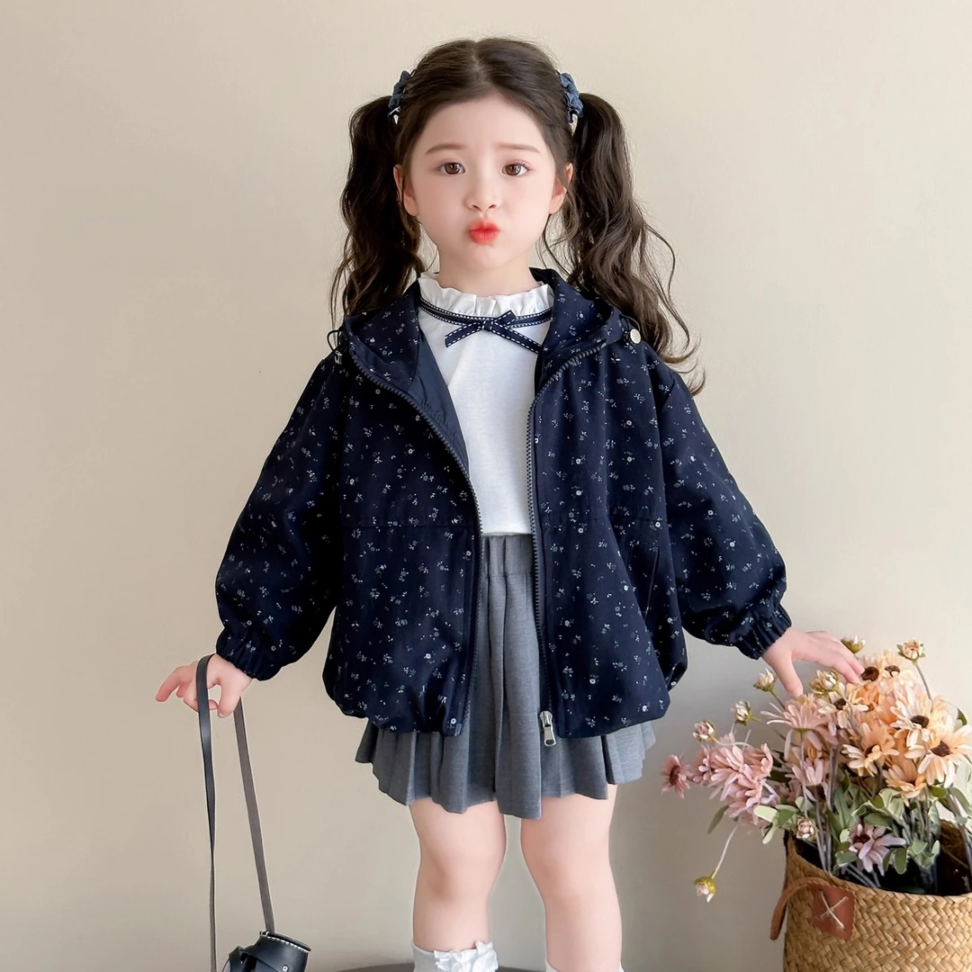 儿童碎花秋装2025新款外套薄秋季女童夹克外套宝宝春秋女宝宝风衣