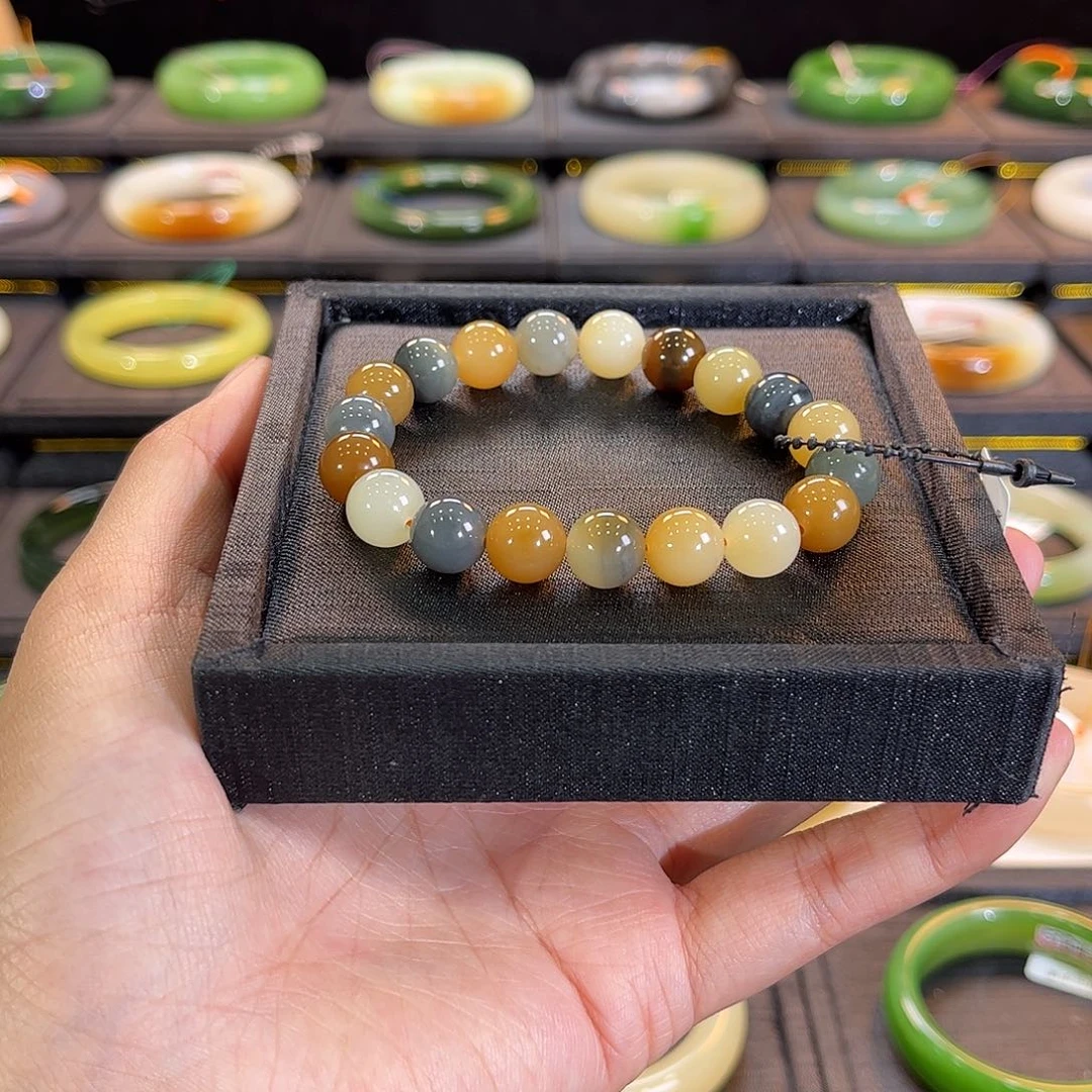 和田玉未镶嵌手镯多宝手串约10