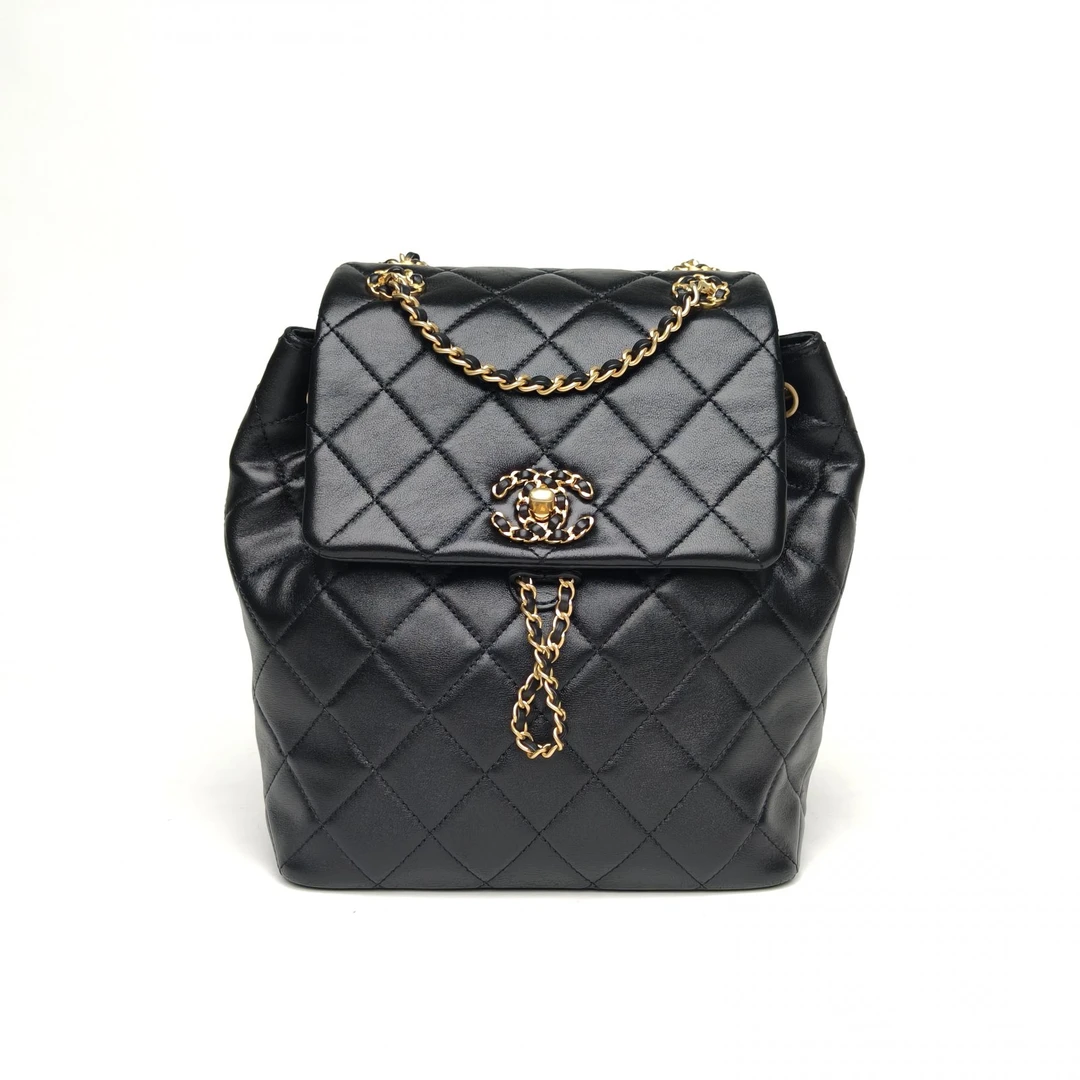 99新 Chanel/香奈儿 【小花黑黑】19 BAG 双肩包 黑色 24P