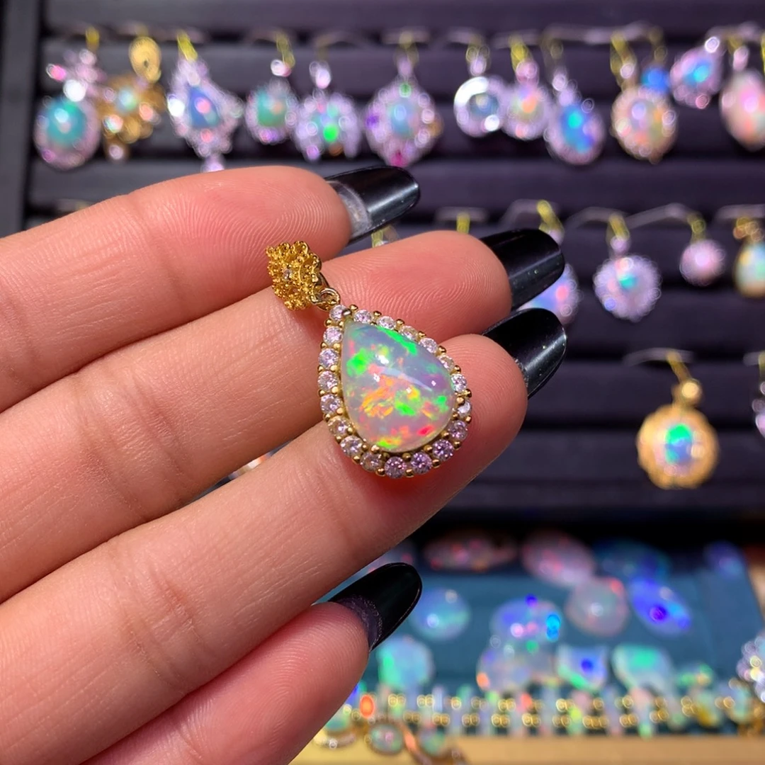 欧泊银S925镶嵌吊坠款