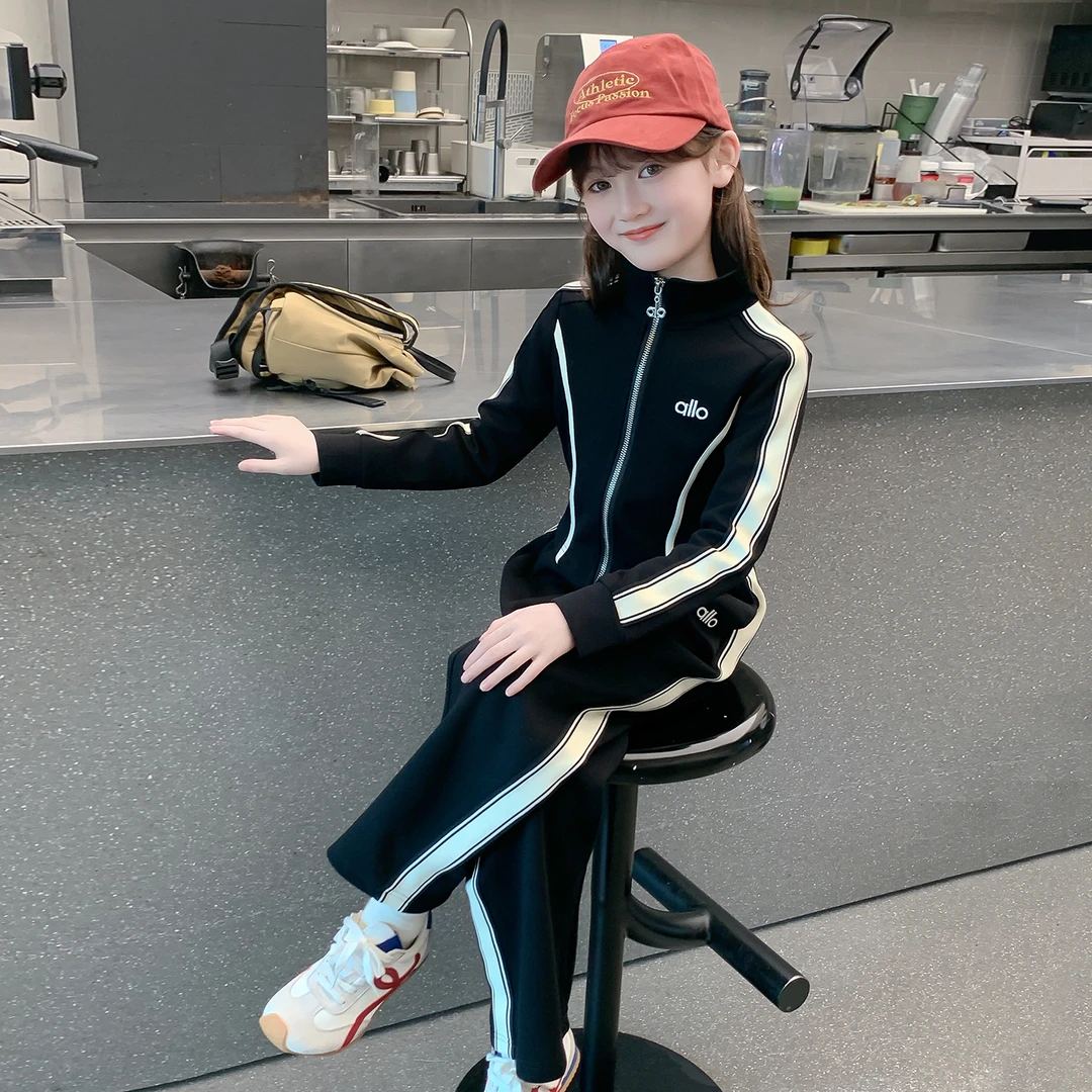 女童秋装外套2025新款儿童洋气时髦休闲运动装春秋款女孩网红套装