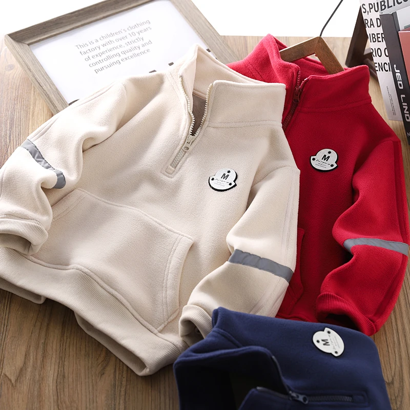 男童加绒卫衣2024冬季新款儿童半拉链帅气保暖上衣双面绒打底衫潮