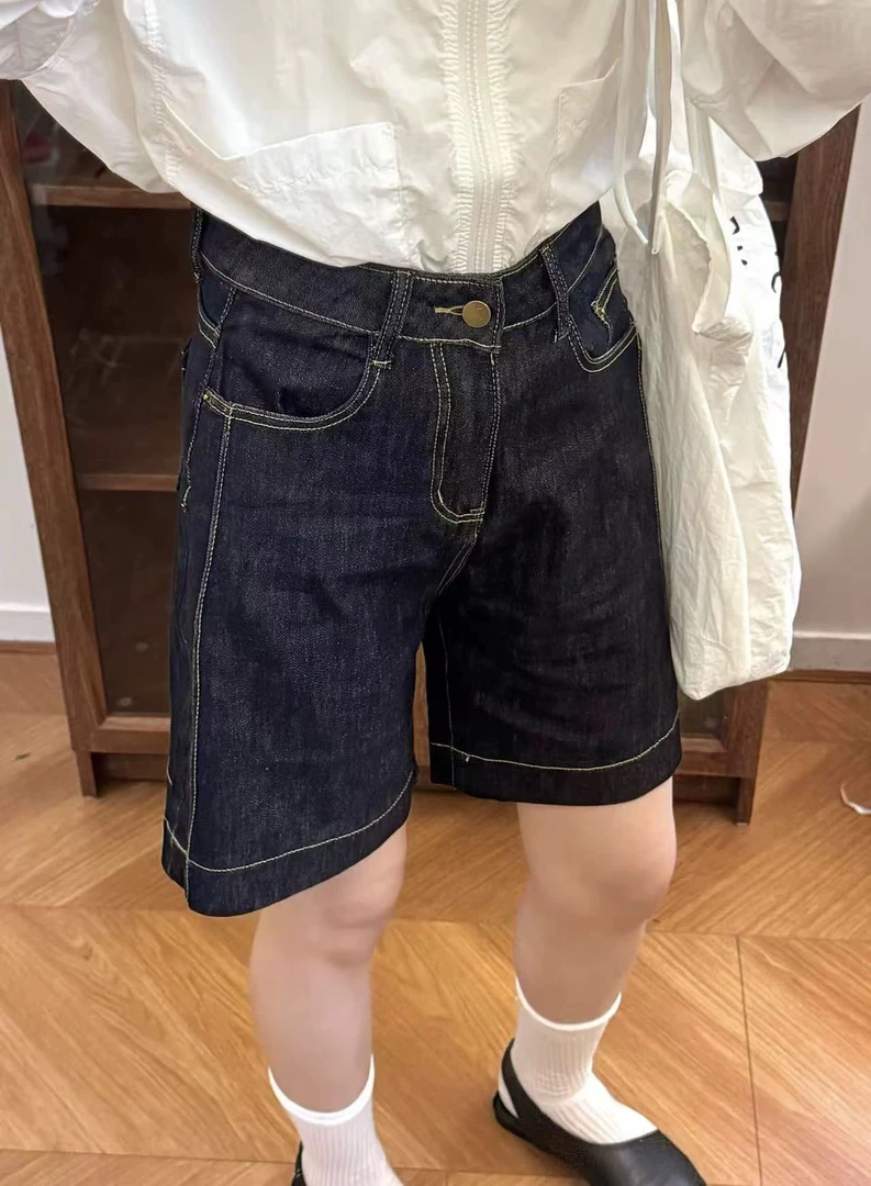 8816夏季宽松五分牛仔短裤