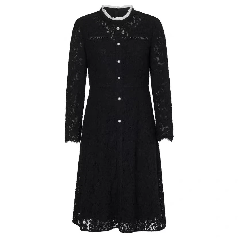 【多多】NA+新款气质蕾丝爽骨长袖连衣裙N2669