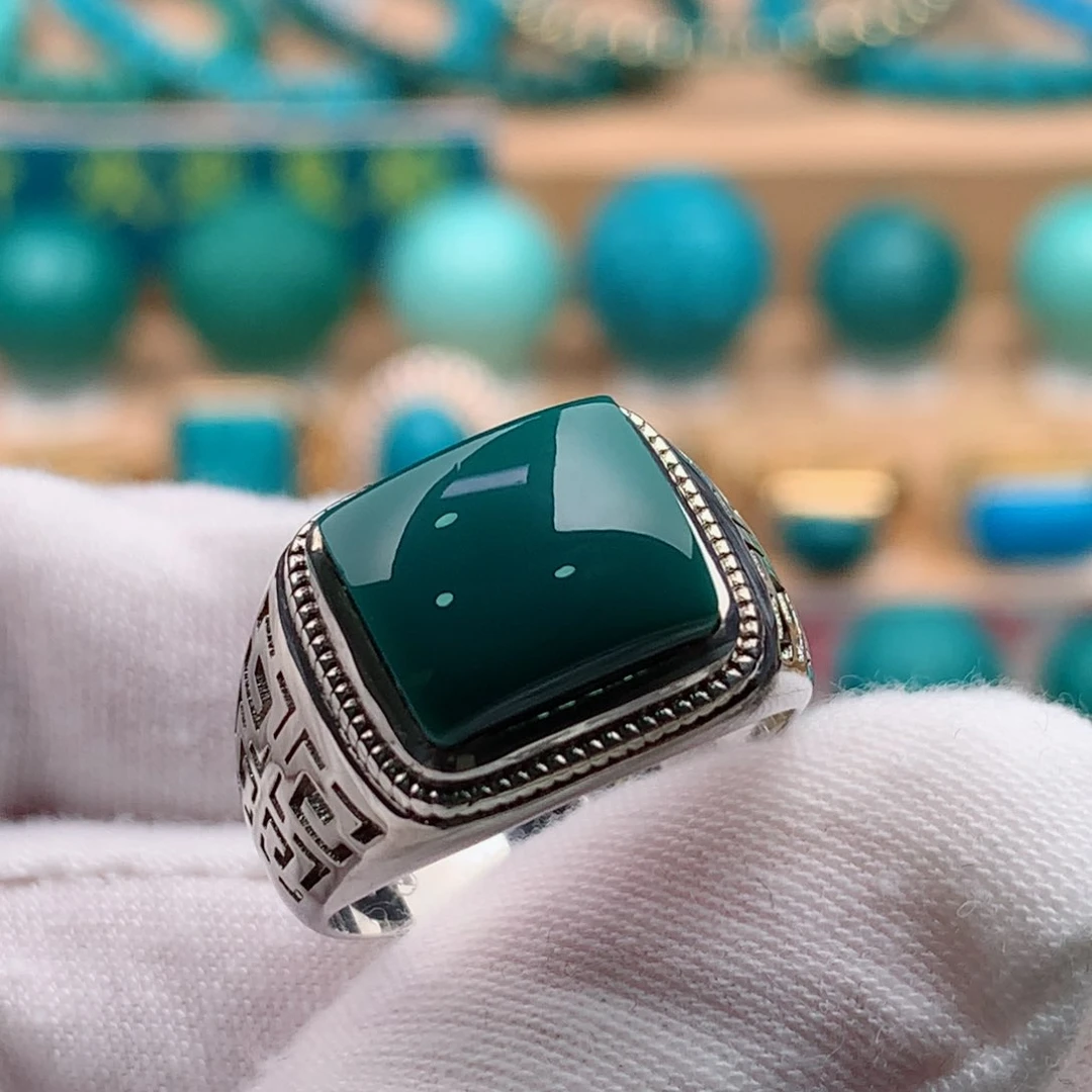 银S925镶嵌绿松石珠宝奇石