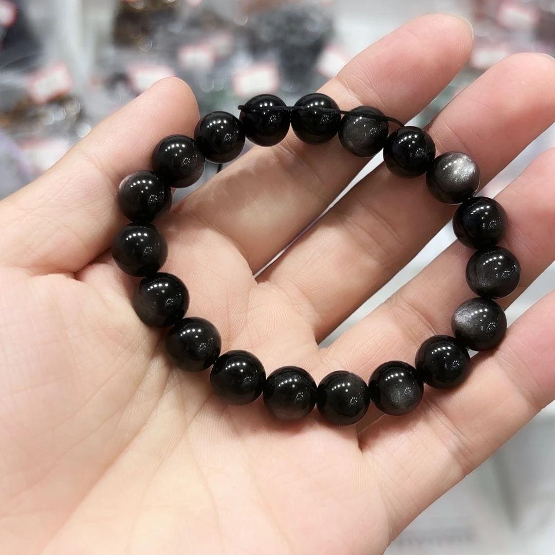 水晶手链未镶嵌银曜石卡10