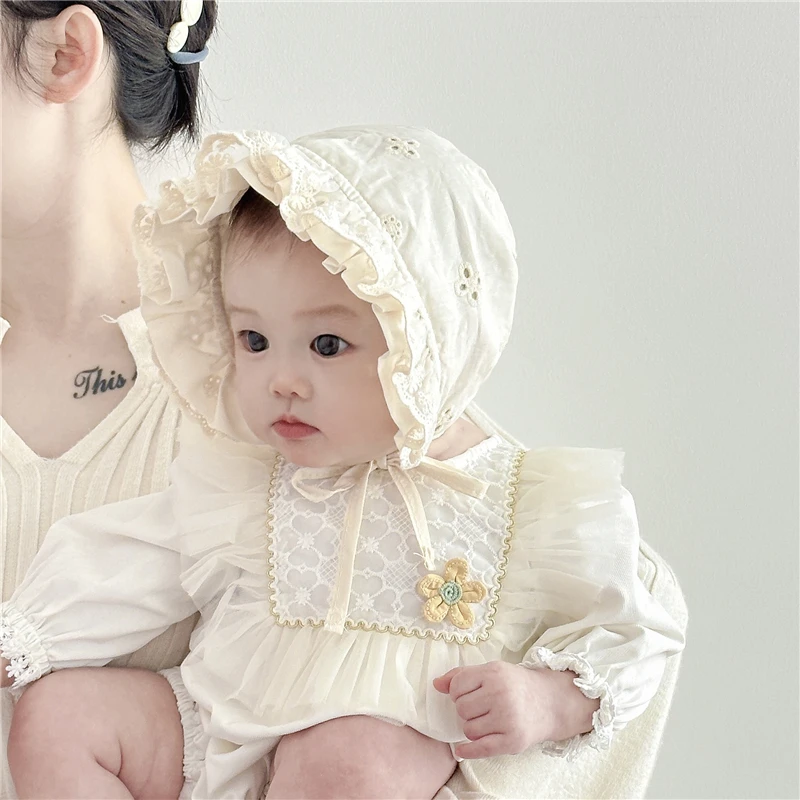 新生儿公主帽春秋薄款甜美洋气护囟门帽小月龄女宝宝外出遮阳帽