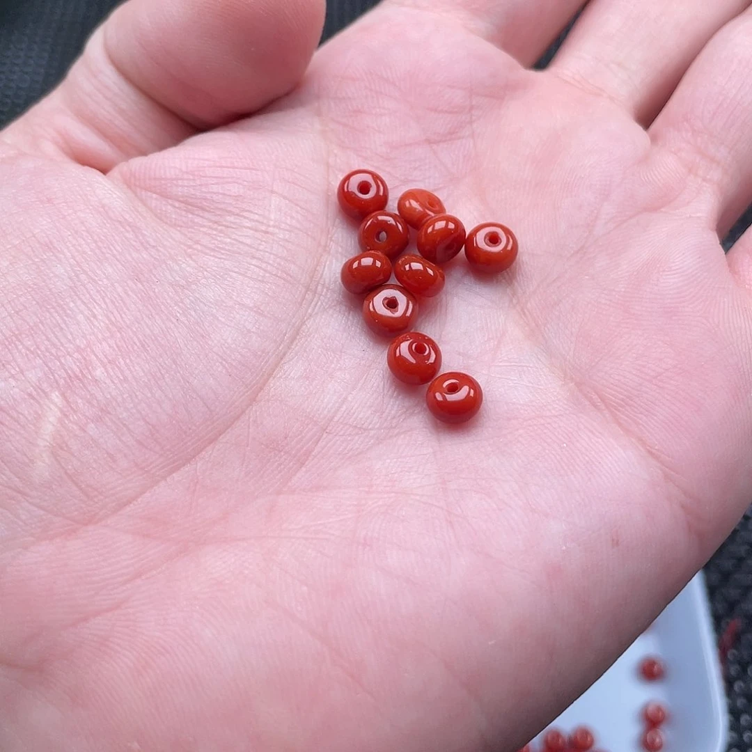 南红玛瑙1号 4*6柿子红隔片一组10颗未镶嵌