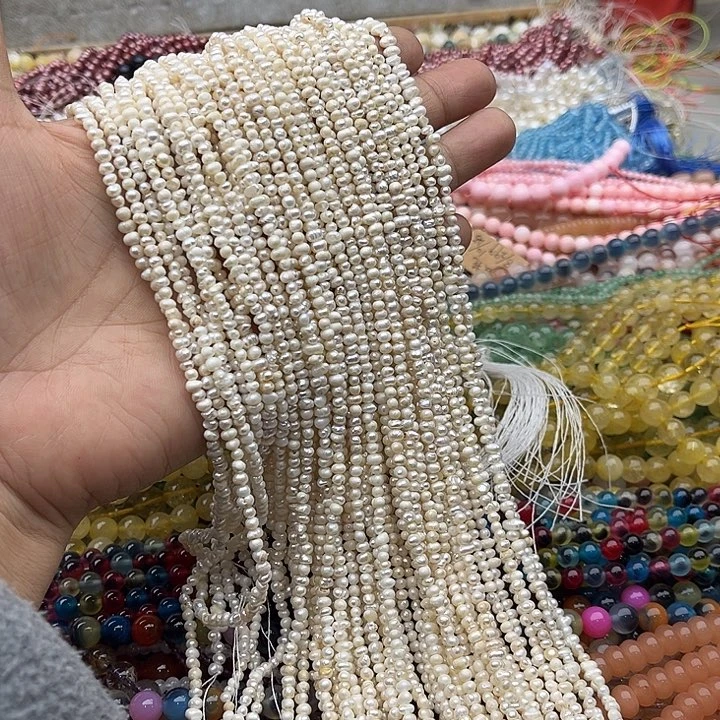 玛瑙/玉髓珠宝半成品未镶嵌一条3mm左右珍珠哑光