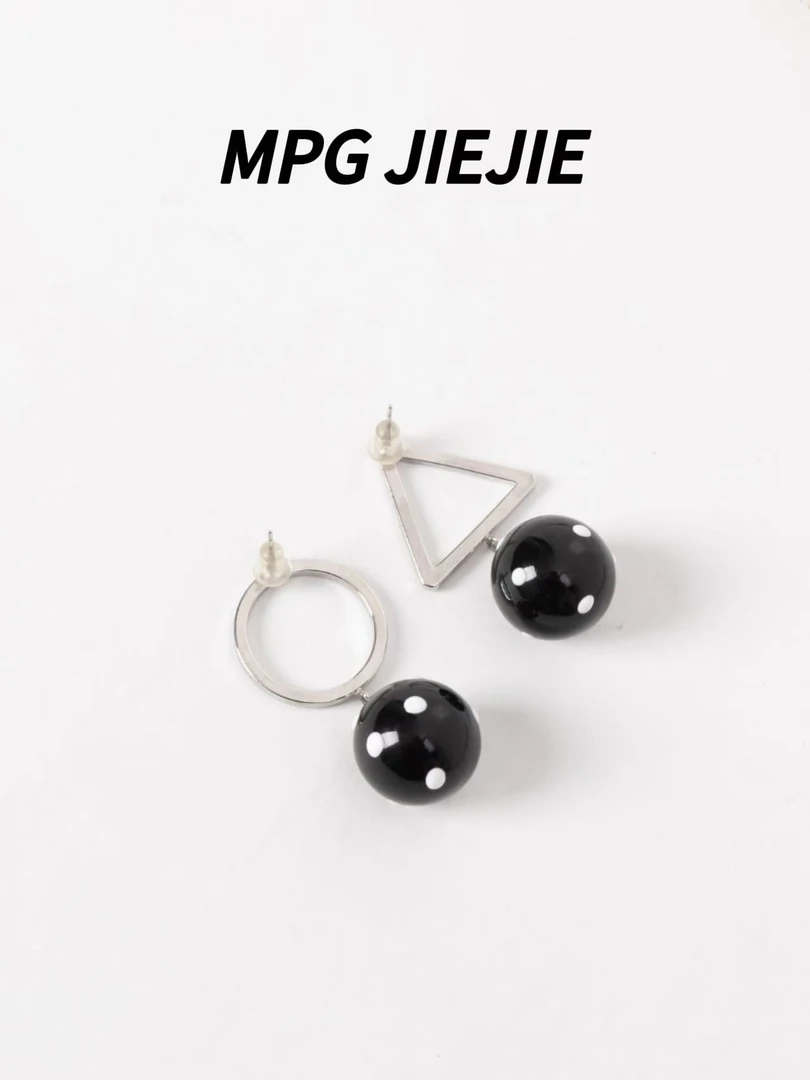 钛钢亚克力耳饰 MPGJIEJIE【双子座】个性小众三角圆形波点耳环