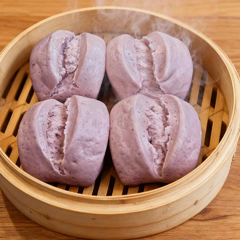 紫薯开花老面馒头包子打工人早餐救星轻食代餐新选择正宗老面馒头