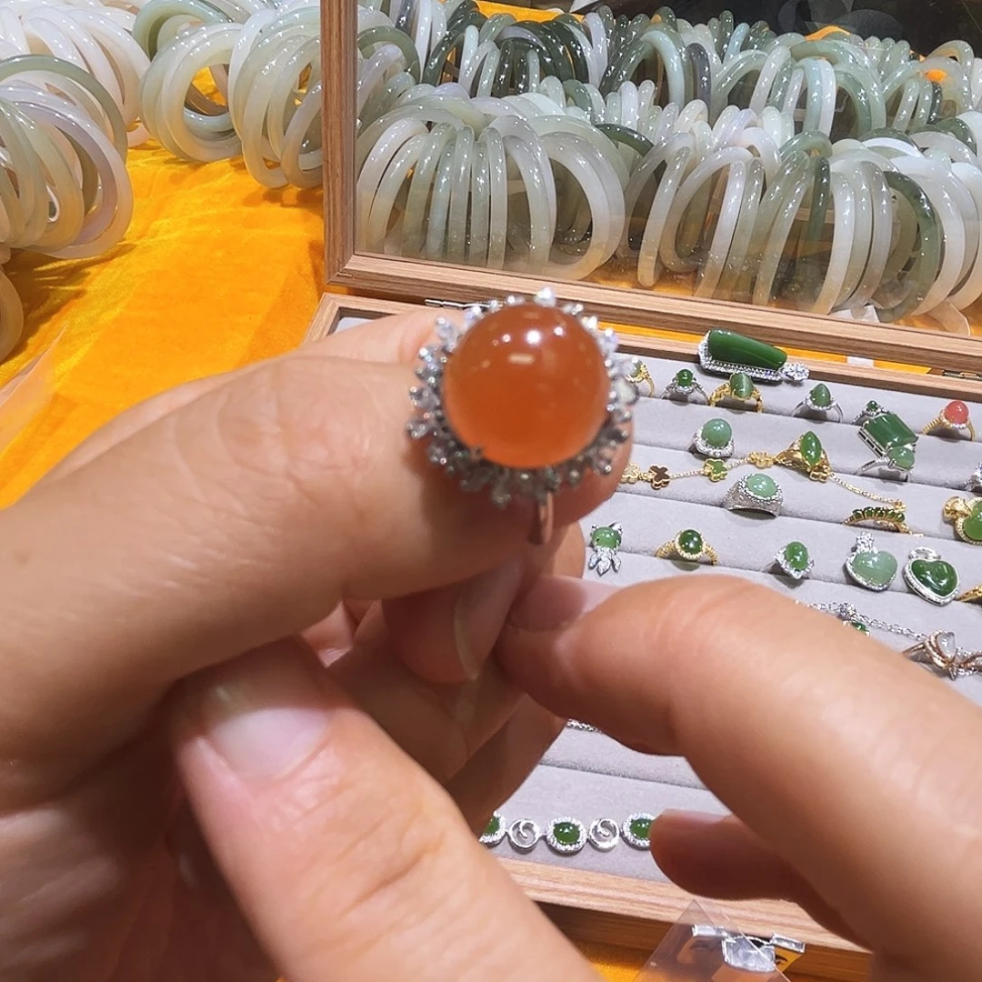 小***绪南红玛瑙银S925镶嵌戒指