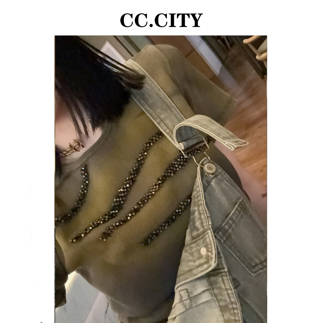 【蔡丽丽&添羽】时尚洋气重工扎染手缝珠珠上衣W2148