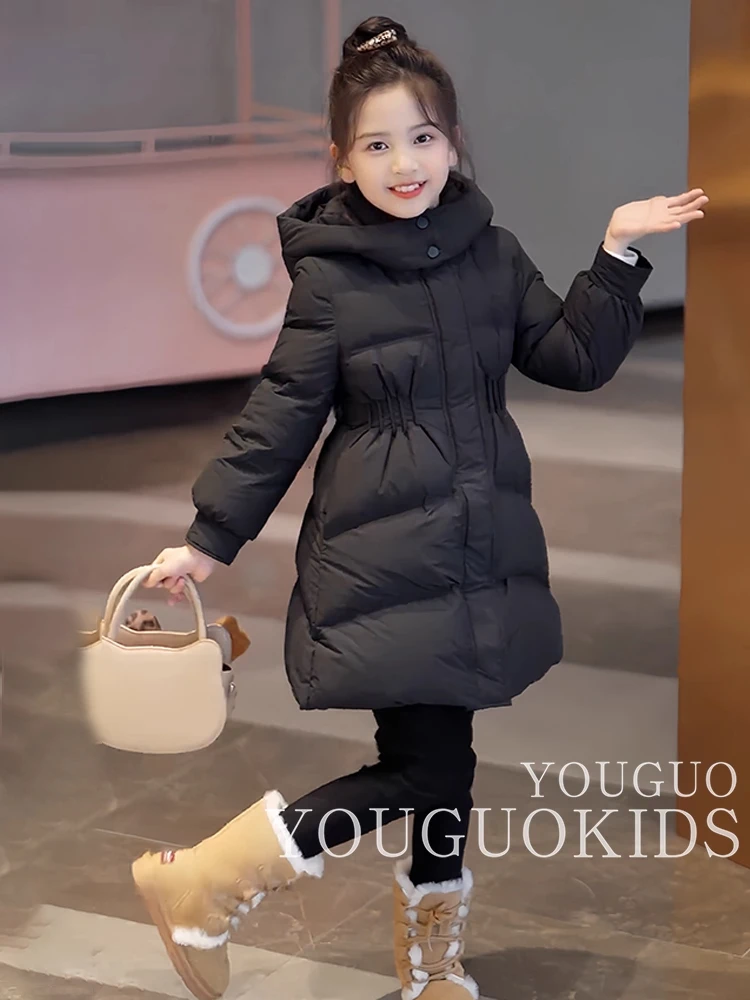 棉服女童冬季2025新款洋气儿童时尚棉衣中长款女孩加厚外套冬装潮