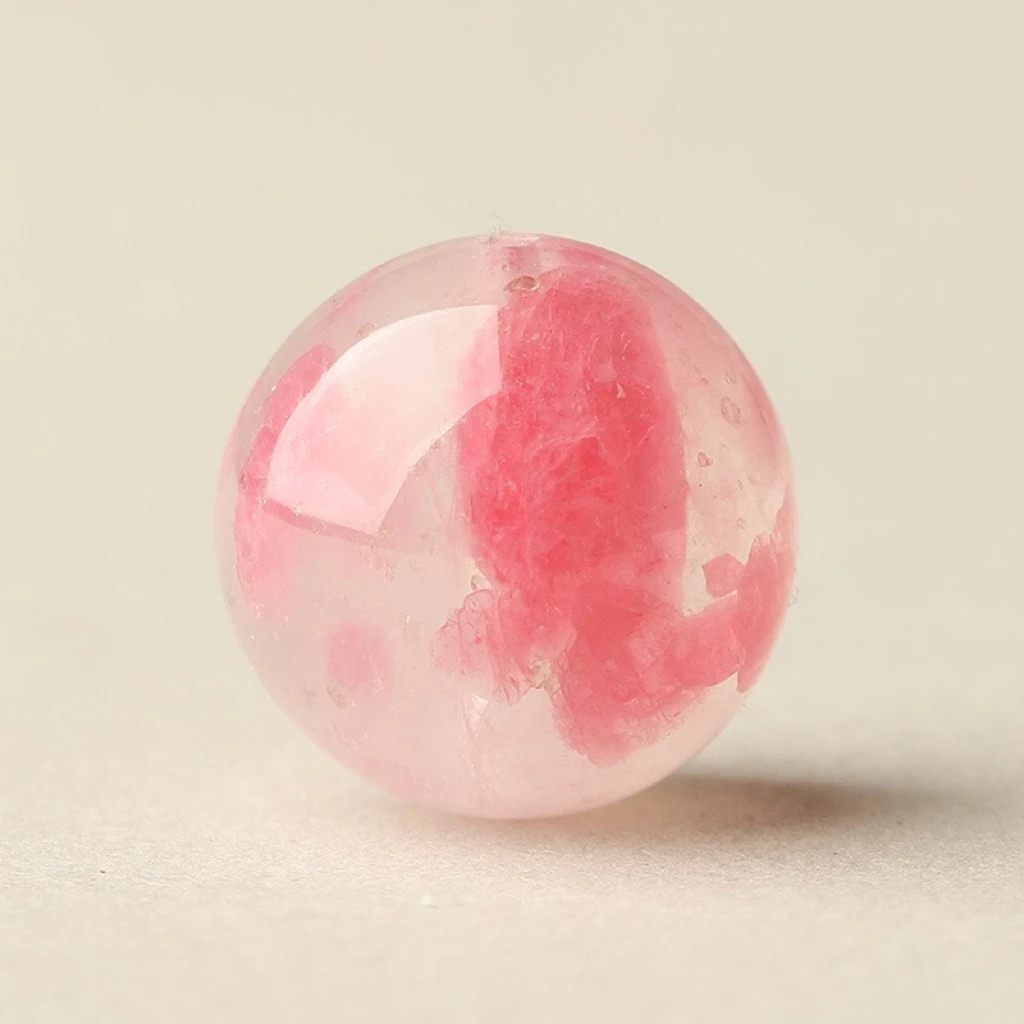 【Crystal】Z002天然蔷薇石樱花雨冰种玉化单颗散珠DIY