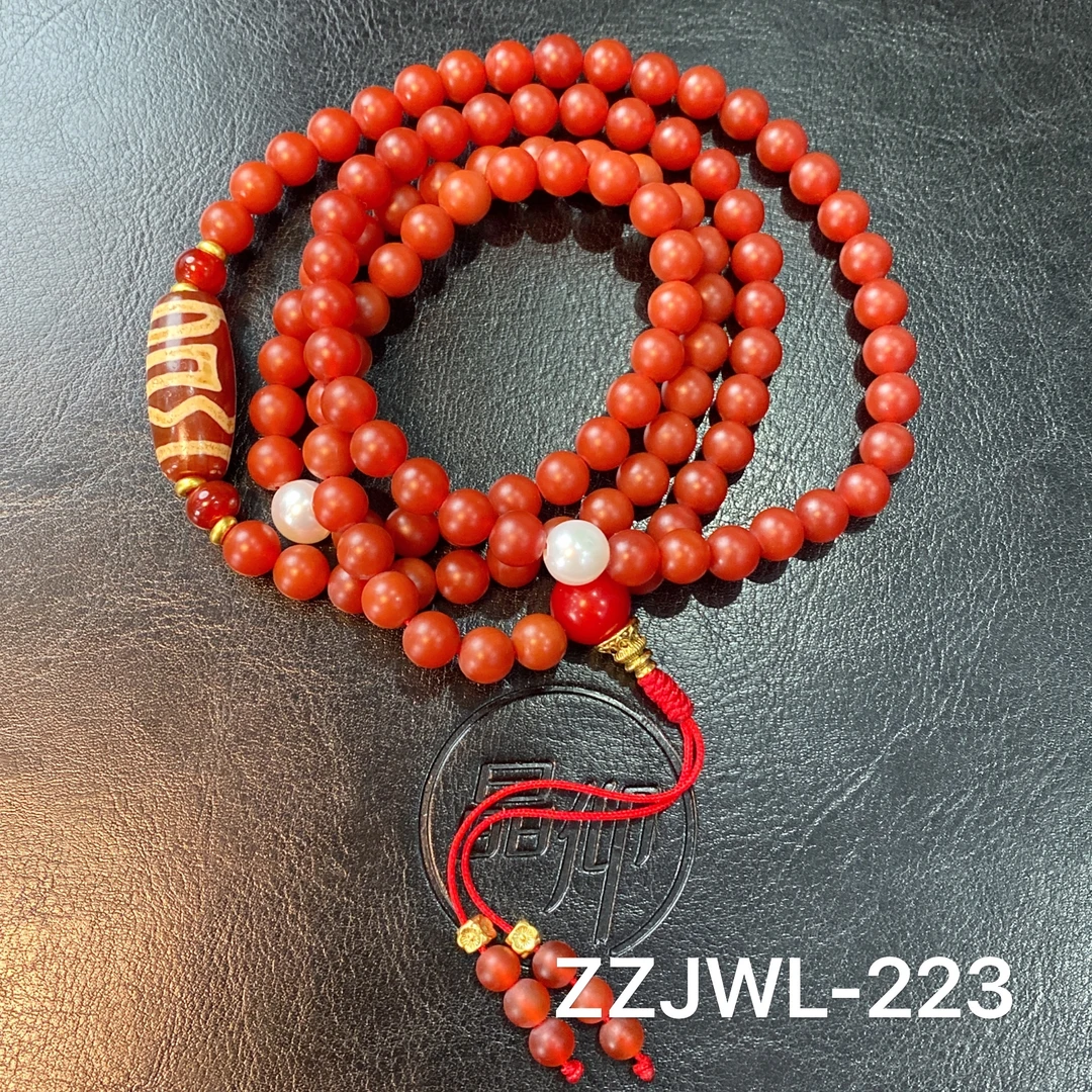 晶仰ZZJWL-223老糖球柿子红108息增怀玛瑙毛衣链