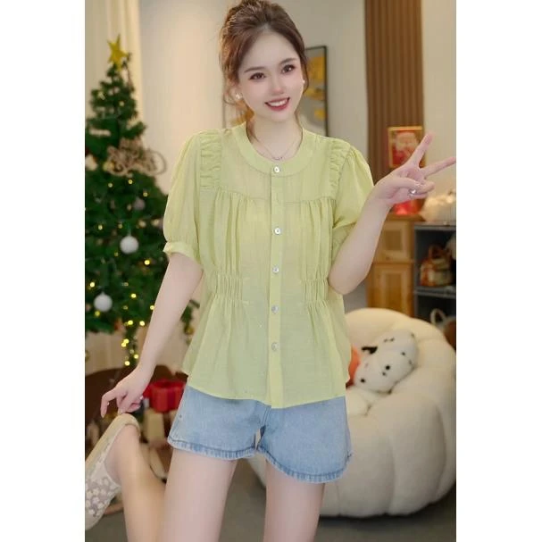 （花宝4）夏季新款洋气超仙小衫显瘦甜美小上衣2939