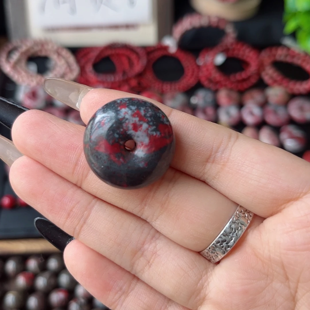 天然辰砂A10平安扣25x12