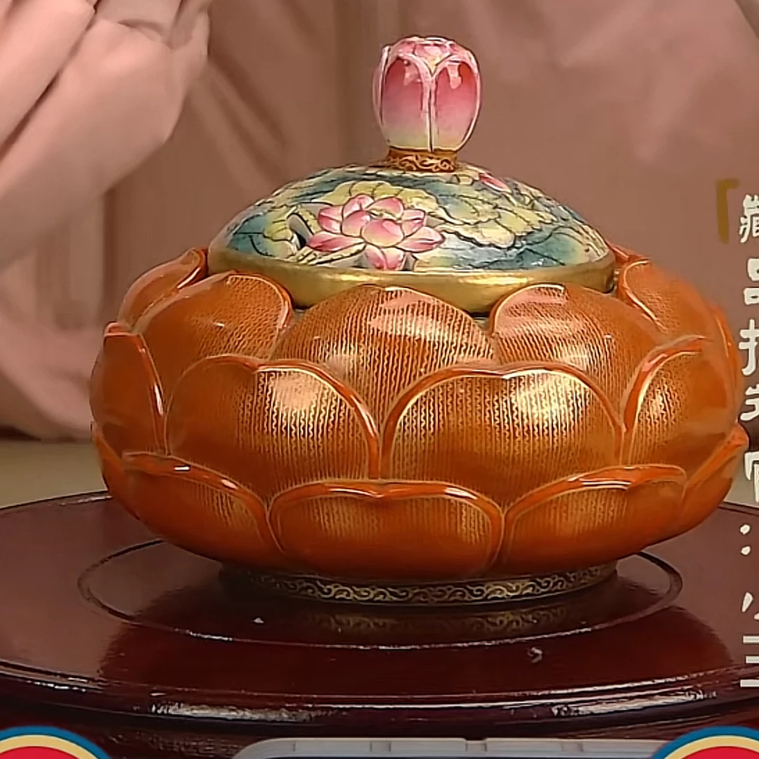 收藏/古玩清矾红描金薰香炉