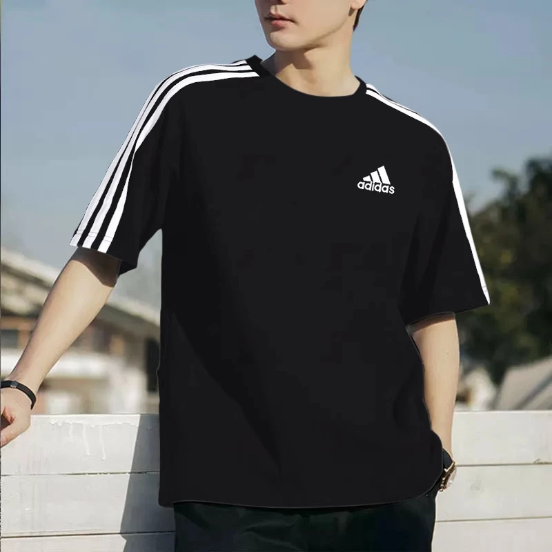 Adidas阿迪达斯短袖男装黑色运动T恤休闲宽松透气半袖上衣 IC9334