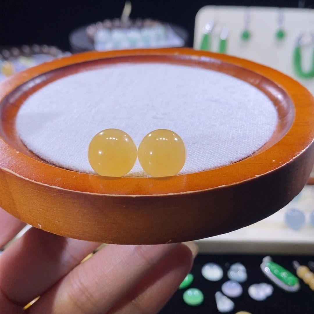 翡翠未镶嵌颈饰冰鲜黄珠卡12.3