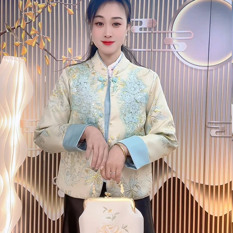 [春如画]提花立领重工刺绣新中式女短外套中国风上衣古风绣花