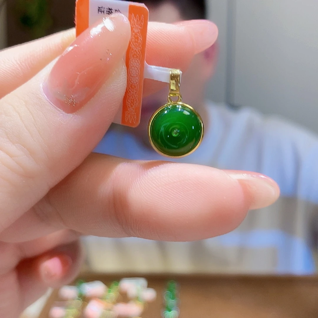 颈饰银S925镀金镶嵌和田玉（碧玉）