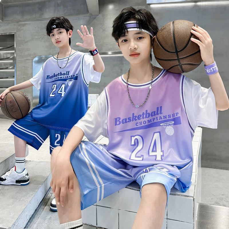 男童篮球服夏季儿童男孩吸汗运动短袖套装2024新款小学生速干球衣