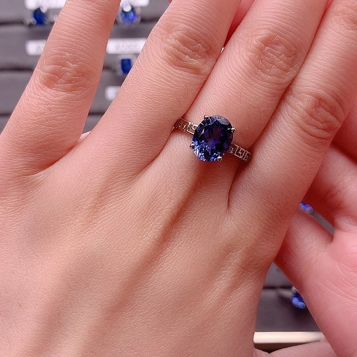 戒指银S925镶嵌蓝宝石