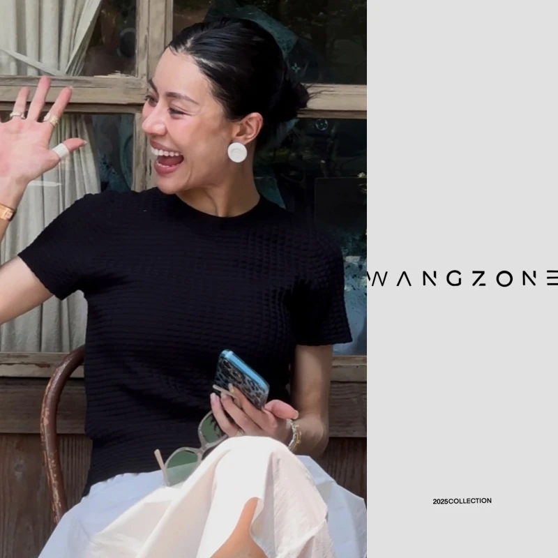WANG ZONE｜轻薄透气桑蚕丝立体华夫格针织短袖