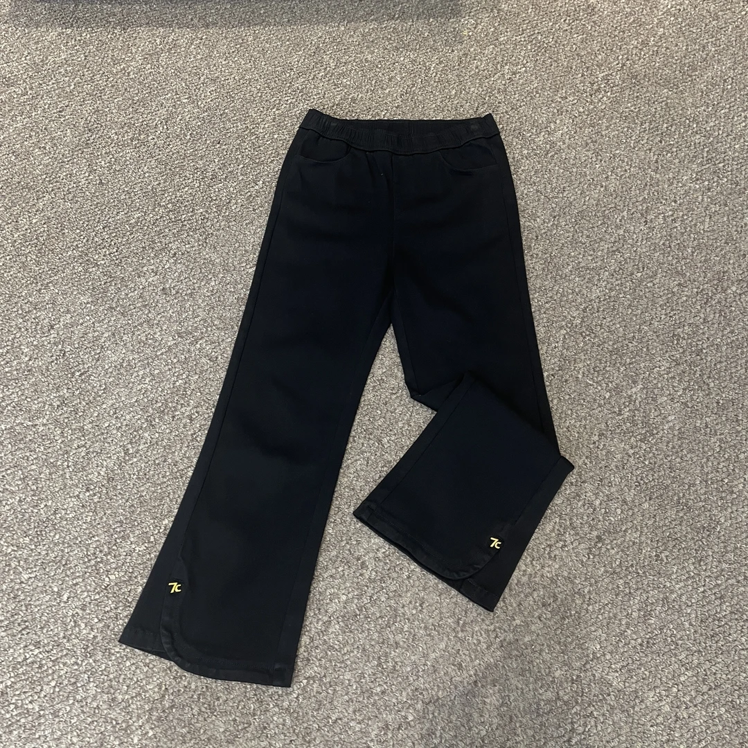 SZ&休闲百搭时尚潮流弹力微喇小黑裤H980#中高腰春季直筒微喇裤