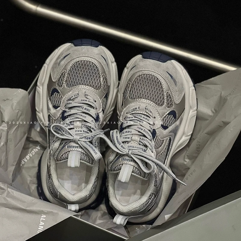 小怪兽网面厚底老爹鞋女2025秋季新款增高时尚休闲运动鞋潮鞋6cm