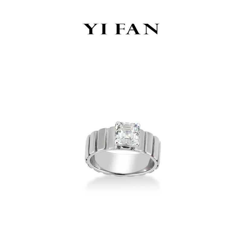 925银合成锆石戒指 设计师1克拉阿斯切简约宽版戒指-1323