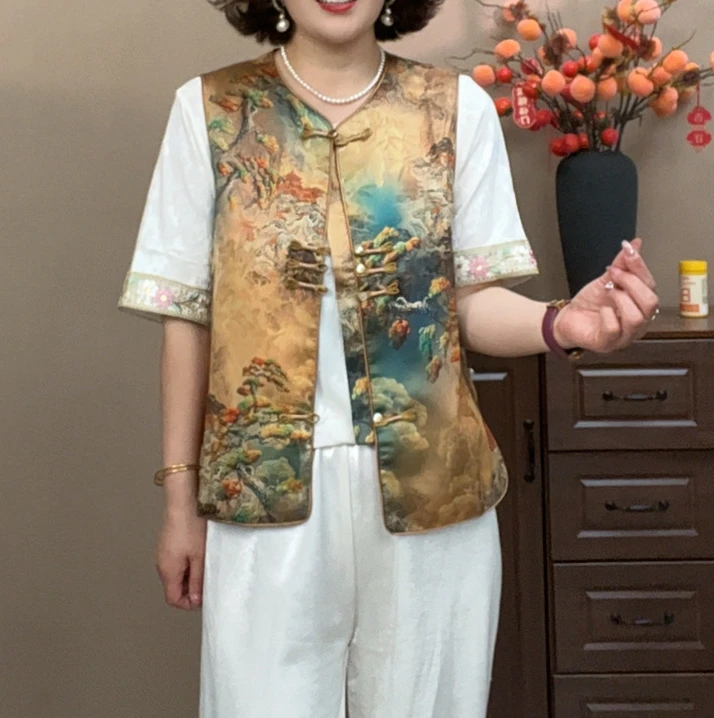 立体装饰新中薄款式复古欧美风马夹百搭休闲气质0011