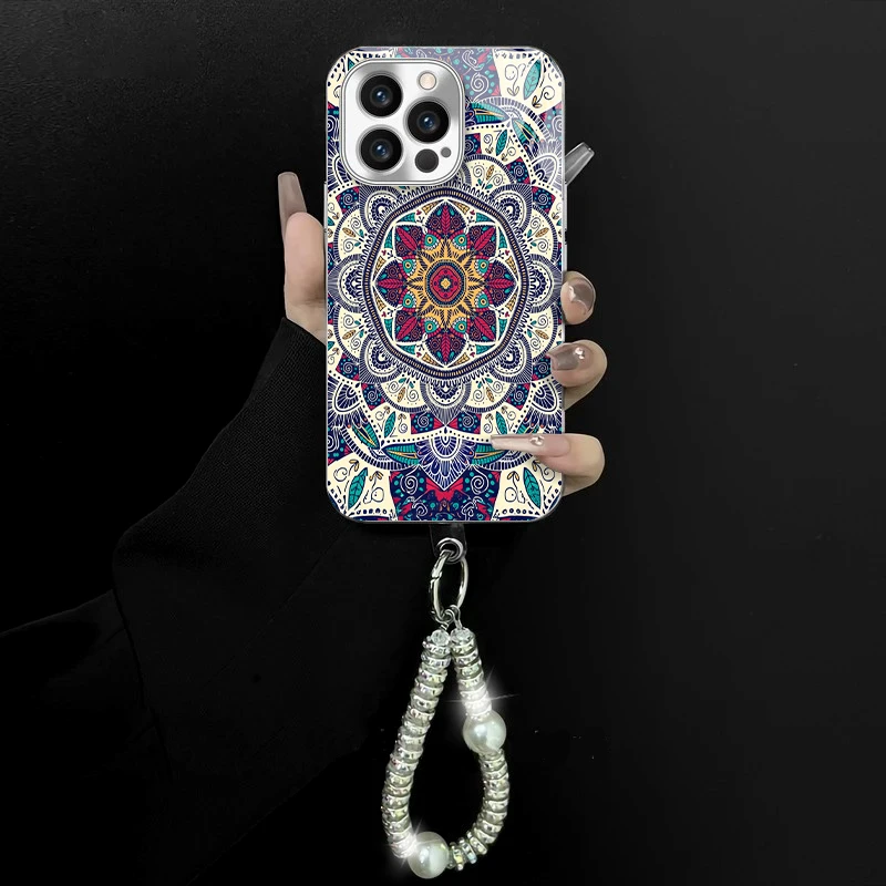 适用于苹果/oppo/华为/vivo/小米万花筒花电镀玻璃手链防摔手机壳