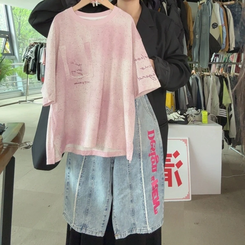 【实体品质】儿童韩版套装韩版2025新款字母短袖T恤夏季上衣牛仔裤