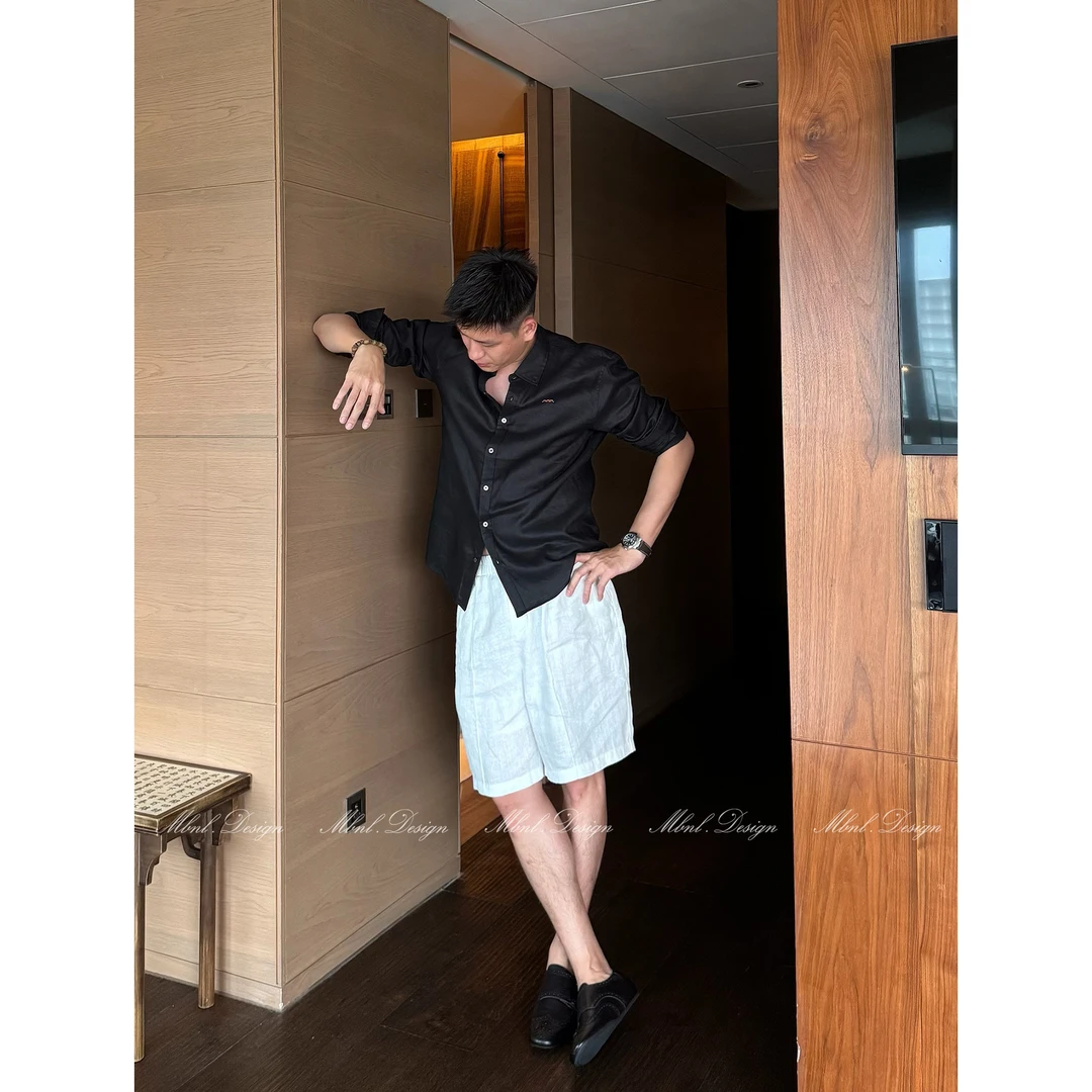 MBNL-F「岩生肌理」秦磊男装意式慵懒假日风100亚麻衬衫LL-SCS3030