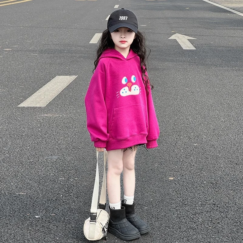 女童卫衣春秋2025新款儿童春装洋气衣服女孩大童连帽潮酷百搭上衣