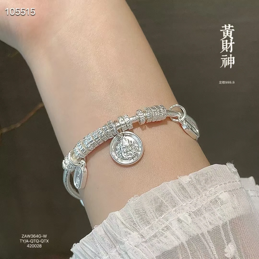 足银手镯 阿峰哥盘缠推拉款足银手镯时尚