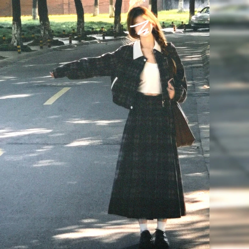 早秋季学院风格子半身连衣裙子2025新款巨好看韩系穿搭一整套装女