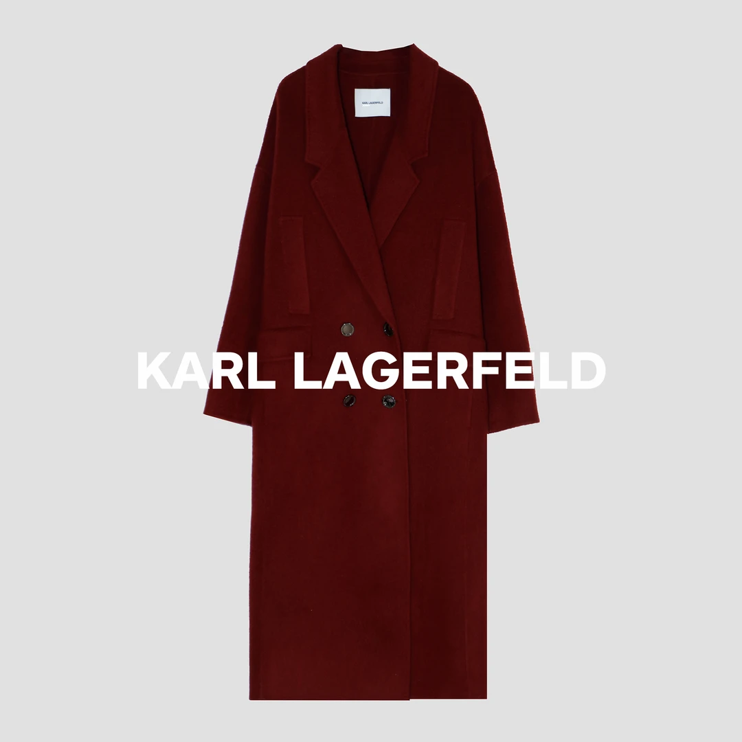 【KARL LAGERFELD】设计感双排扣翻盖口袋大衣DLLFY56826