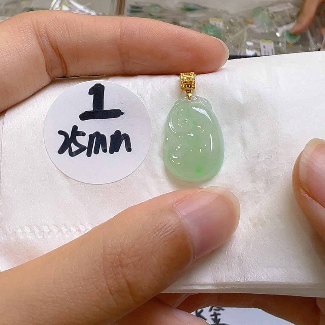 翡翠18K金镶嵌吊坠(不含链)翡翠