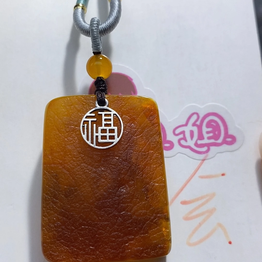 定制琥珀14K金镶嵌蜜蜡吊坠