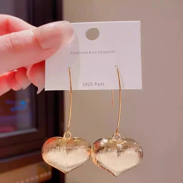 合金锆石耳饰 百搭金色轻奢日韩个性甜美饰品耳环小众女浅金色