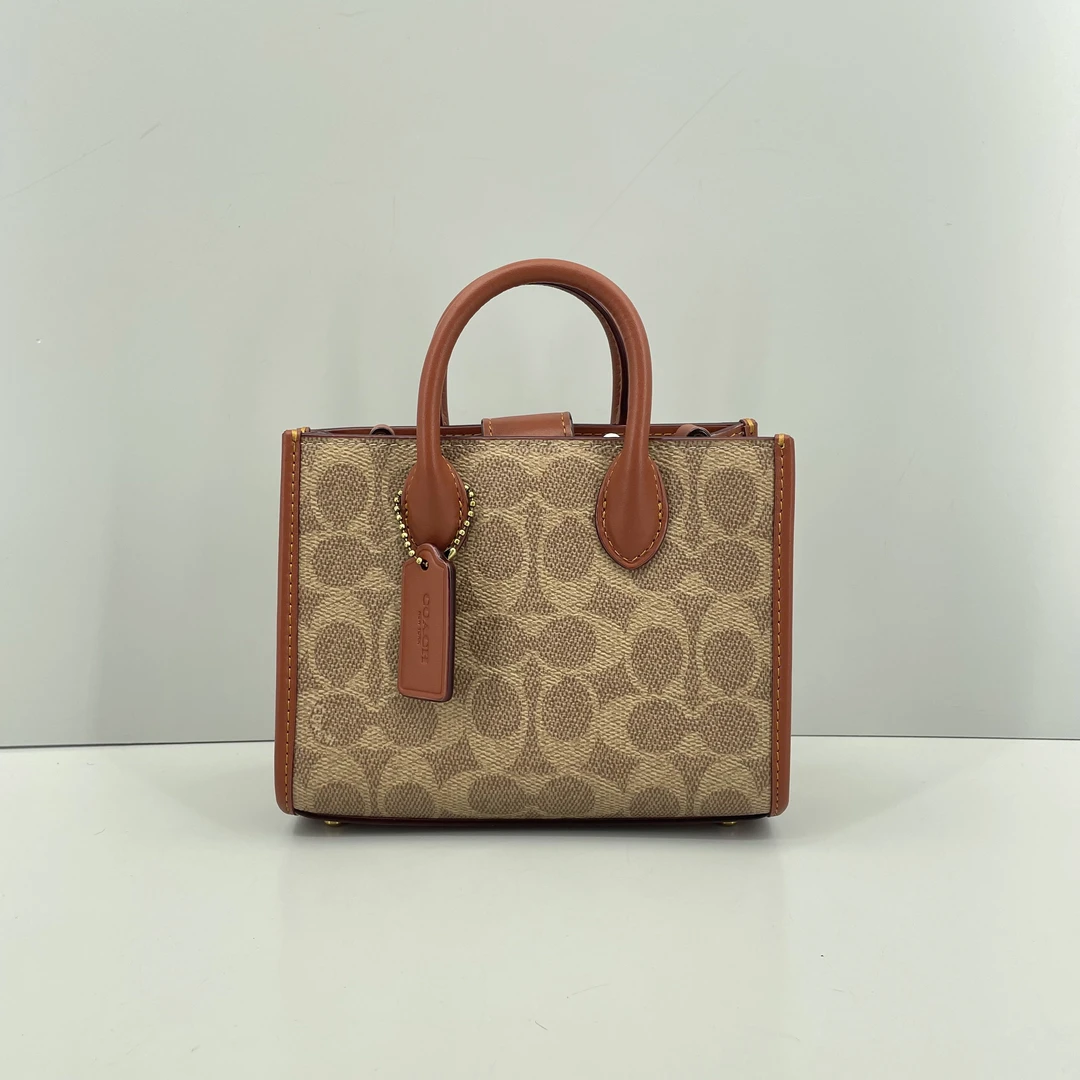 95新 COACH/蔻驰 Ace17红棕老花手提斜挎包17*13*8cmE030704